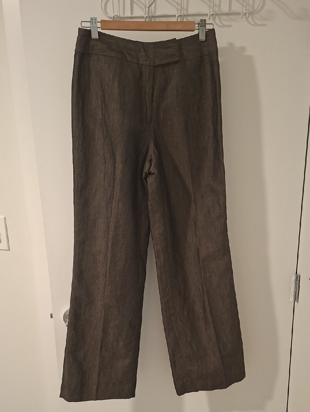 David N. Chocolate Brown Wide/Straight-leg Linen & Rayon Lined Pants (US 4/28)